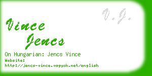 vince jencs business card